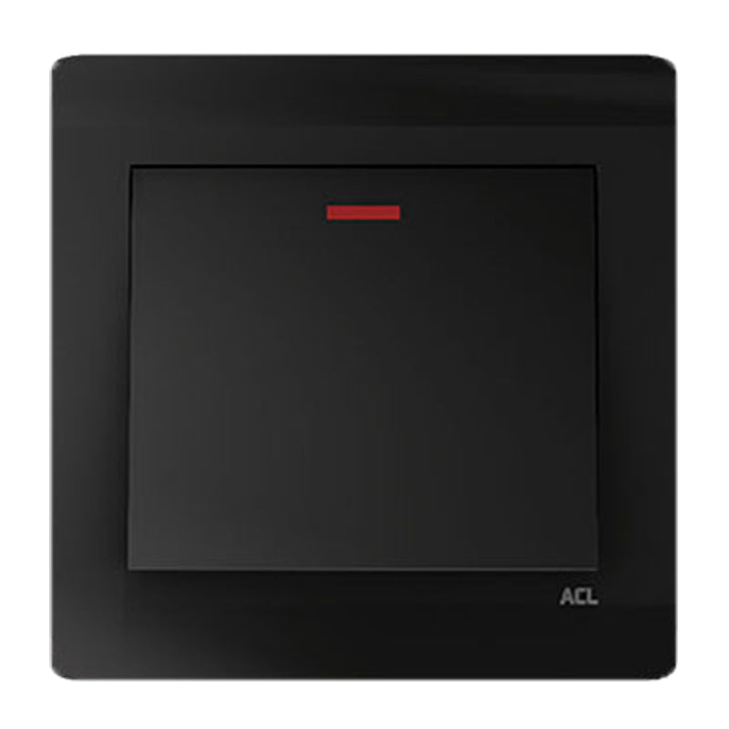 ACL Elegance Black 20A Double Pole With Indicator