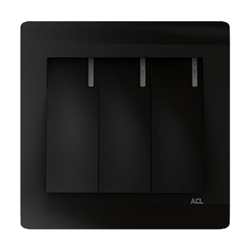 ACL Elegance Black 3 Gang 1 Way
