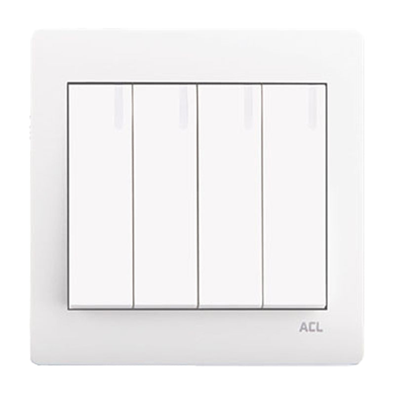 ACL Elegance White 4 Gang 1 Way Switch