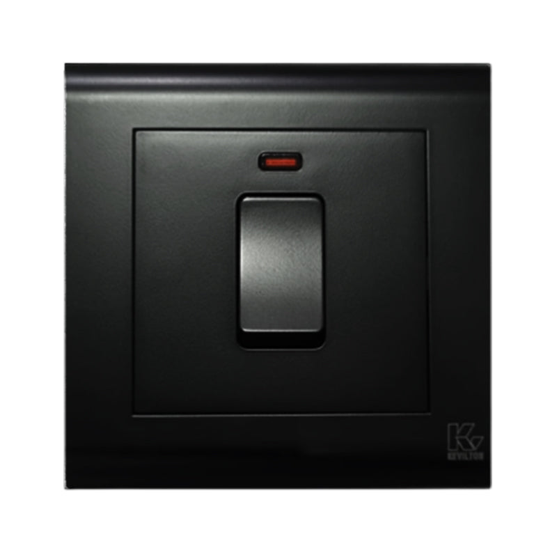 Kevilton Modular Jet Black 20A Double Pole With Indicator