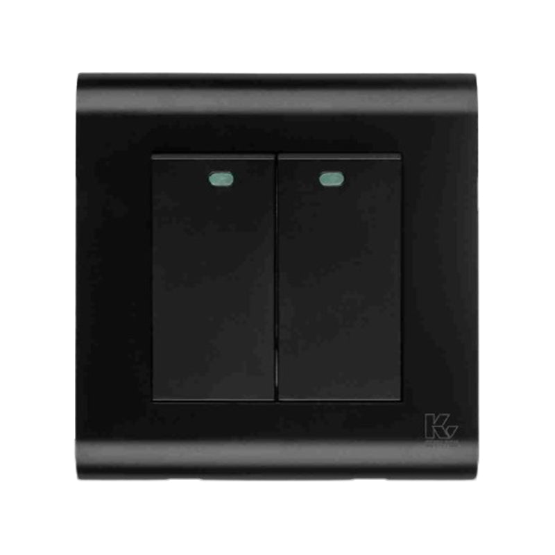 Kevilton Modular Jet Black 2Gang 1Way Switch