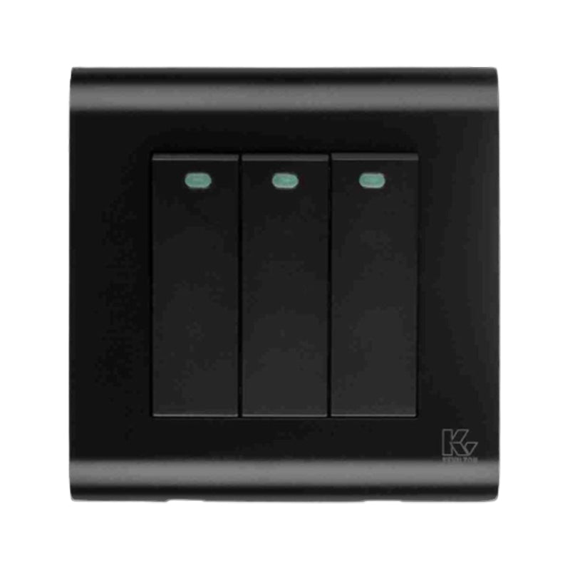 Kevilton Modular Jet Black 3Gang 1Way Switch