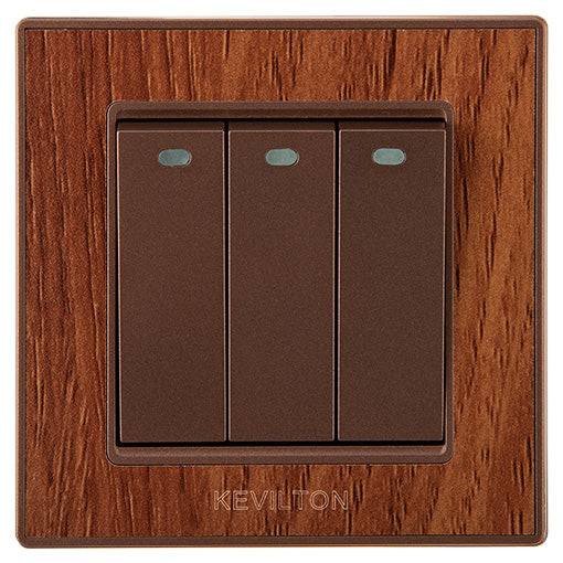 Kevilton Nature Teak 3Gang 1Way Switch