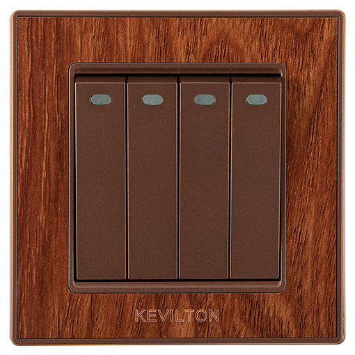 Kevilton Nature Teak 4Gang 1Way Switch