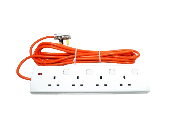 Orange Extension Cord 5M 4Way 13A Trailer Socket