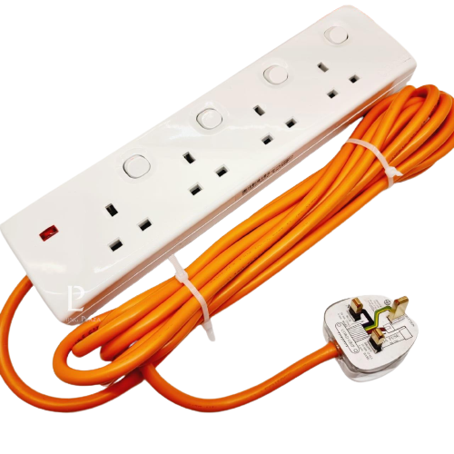 Orange Extension Cord 7M 4Way 13A Trailer Socket