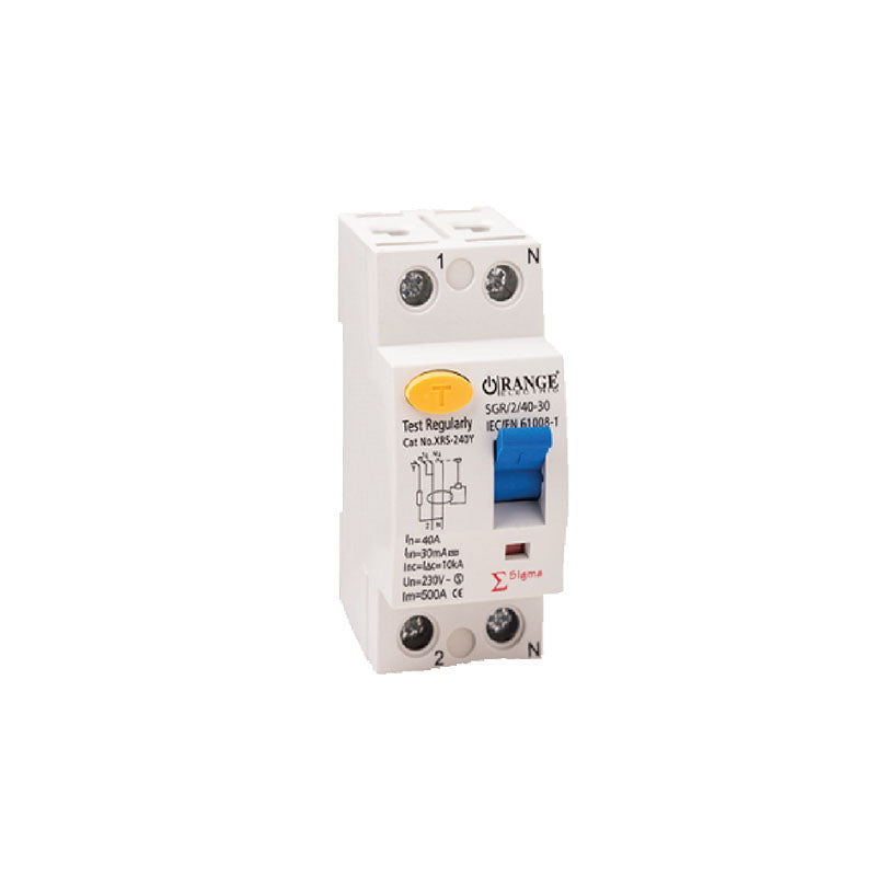 Orange RCD Sigma 2 Pole 40A 30mA (Trip Switch)