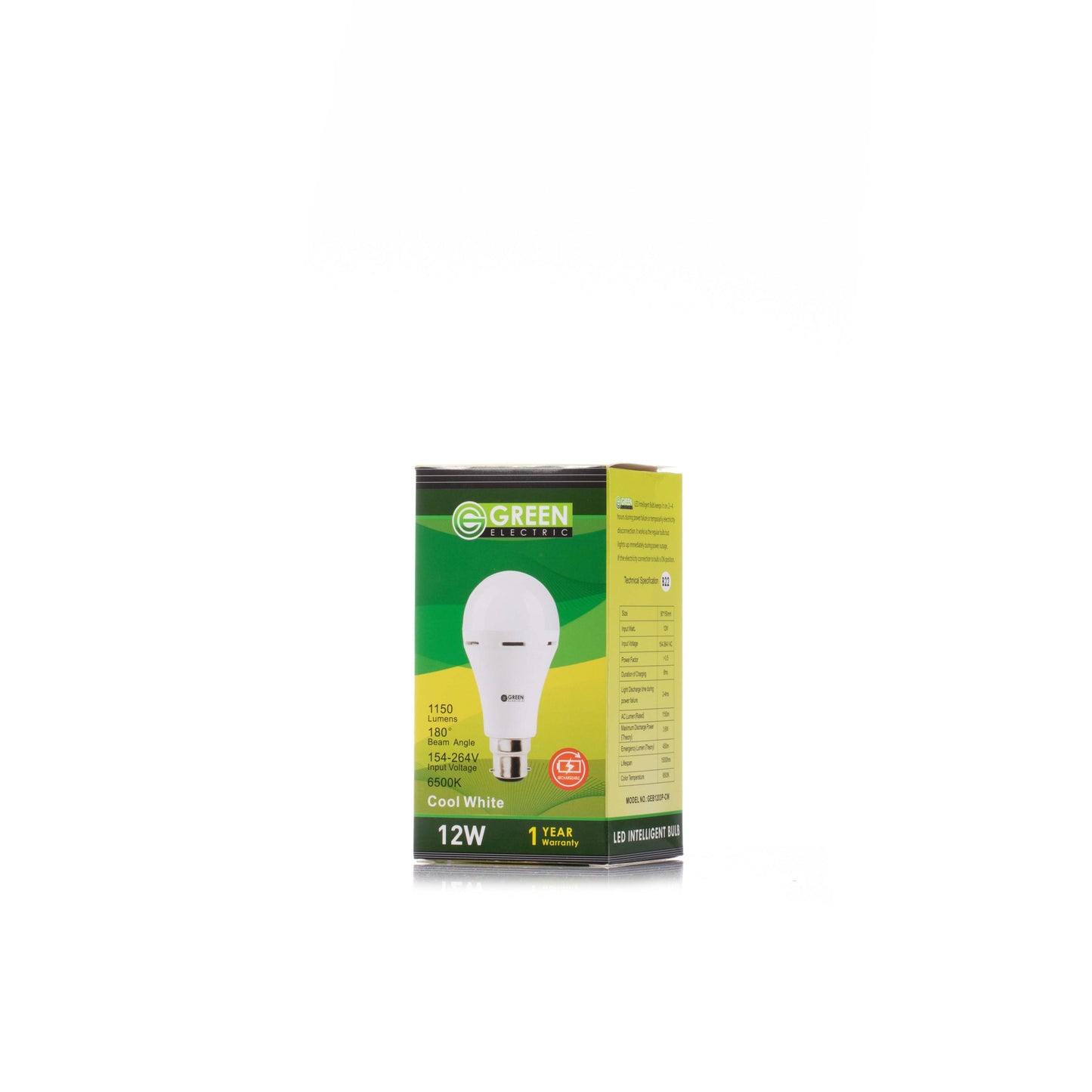 GREEN LED Intelligent (emergency) bulb 12w cool white (pin , screw)