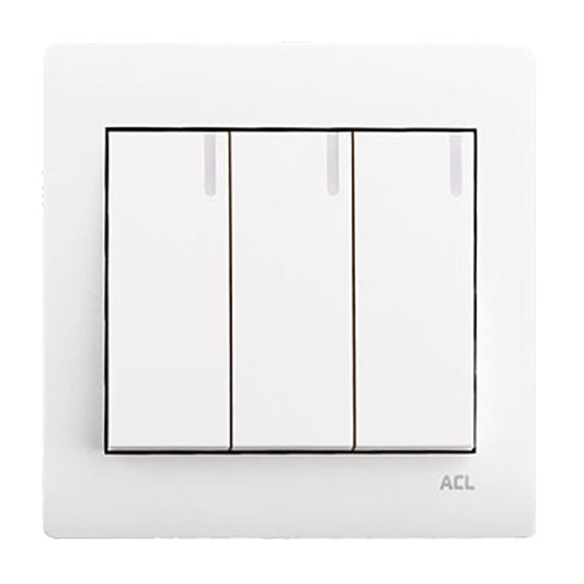 ACL Elegance White 3 Gang 1 Way Switch