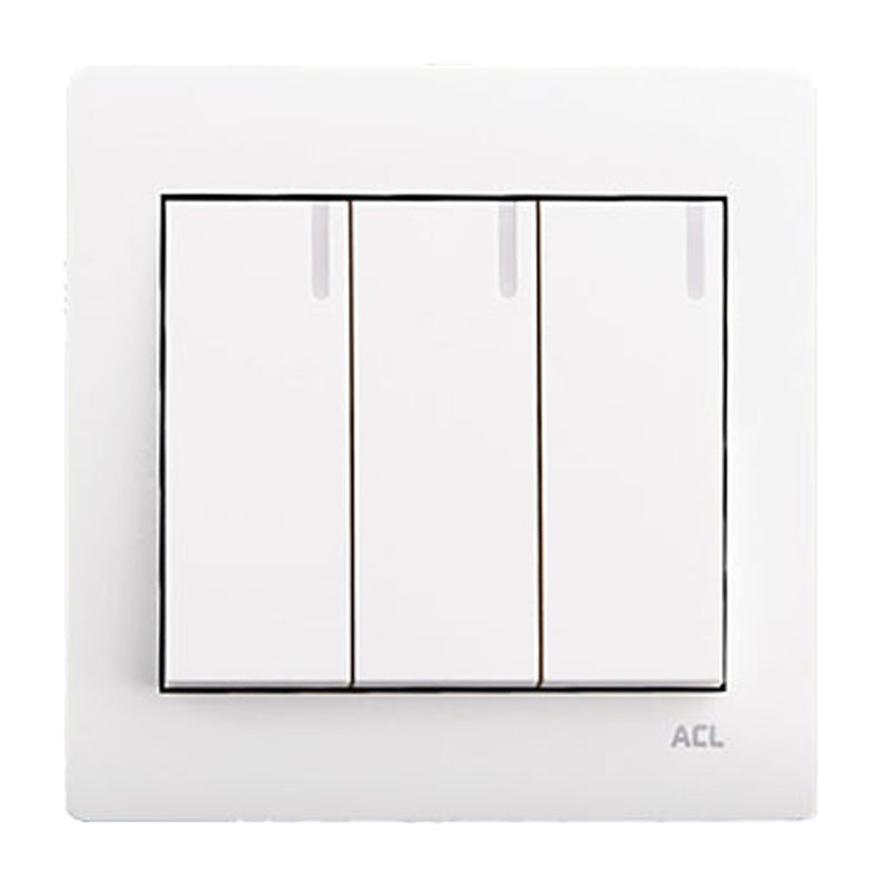 ACL Elegance White 3 Gang 2 Way Switch