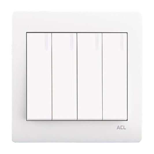 ACL Elegance White 4 Gang 1 Way Switch