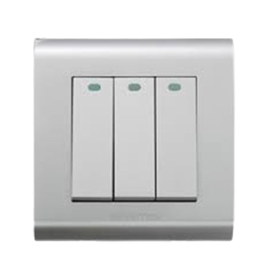 Kevilton Modular Silver 3Gang 1Way Switch