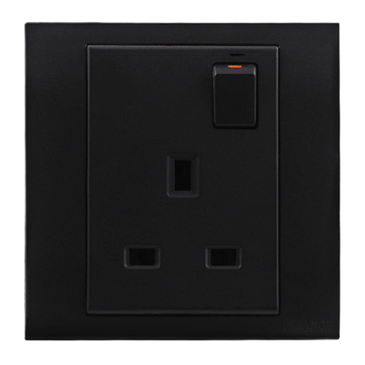 Orange Akoya Black 13A Switched Socket Outlet