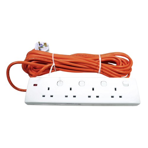 Orange Extension Cord 10M 4Way 13A Trailer Socket