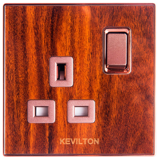Kevilton Nature Mahogany 13Amp Socket Switch